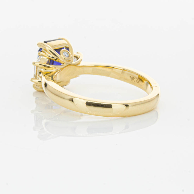 18ct Yellow Gold Sapphire & Diamond Three Stone Ring-Ring-Walker & Hall