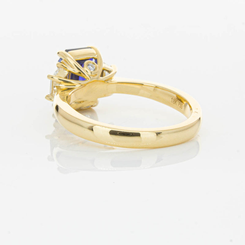 18ct Yellow Gold Sapphire & Diamond Three Stone Ring-Ring-Walker & Hall
