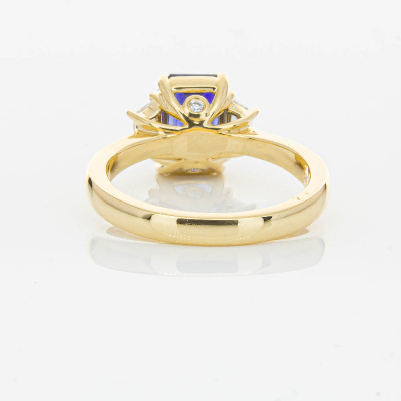 18ct Yellow Gold Sapphire & Diamond Three Stone Ring-Ring-Walker & Hall