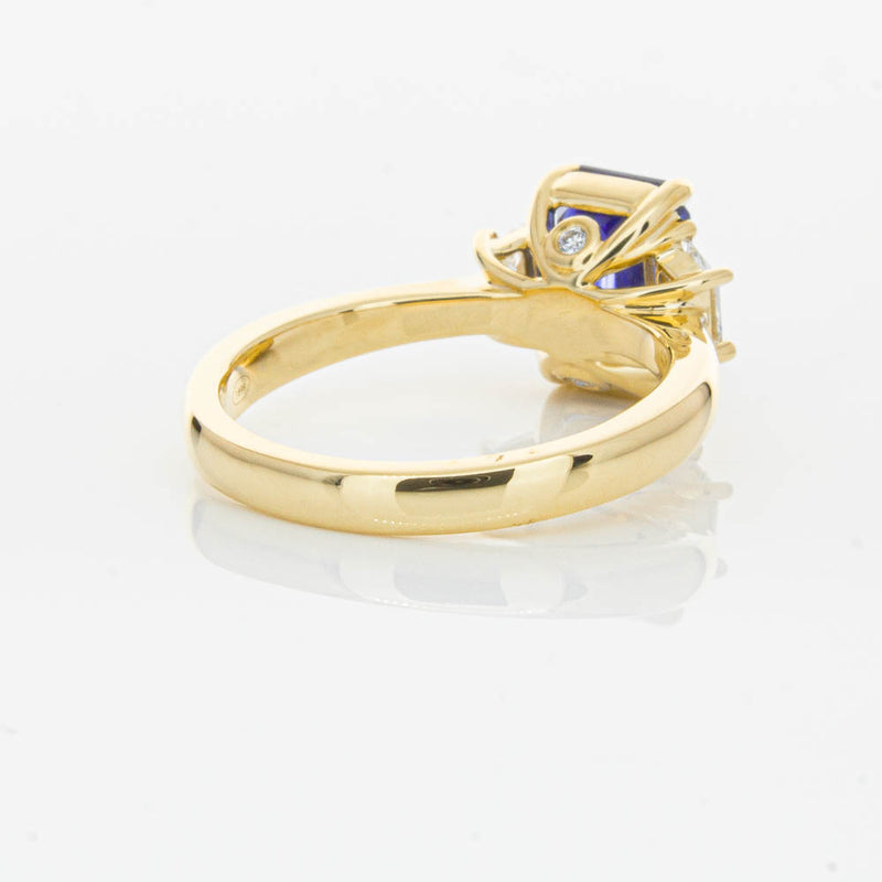 18ct Yellow Gold Sapphire & Diamond Three Stone Ring-Ring-Walker & Hall