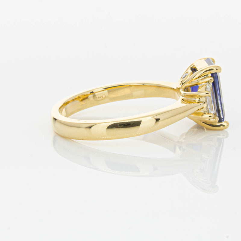 18ct Yellow Gold Sapphire & Diamond Three Stone Ring-Ring-Walker & Hall
