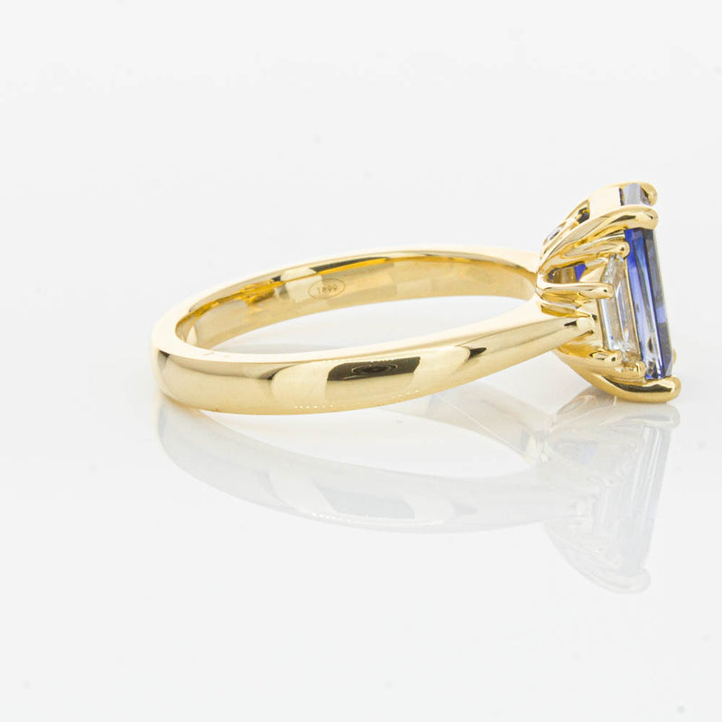 18ct Yellow Gold Sapphire & Diamond Three Stone Ring-Ring-Walker & Hall