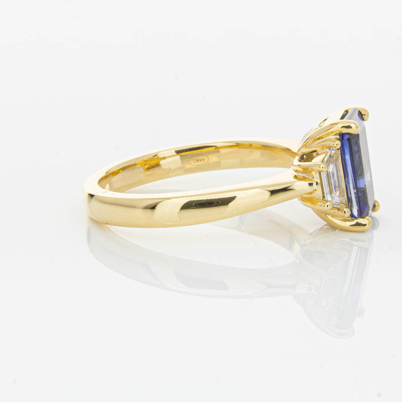18ct Yellow Gold Sapphire & Diamond Three Stone Ring-Ring-Walker & Hall