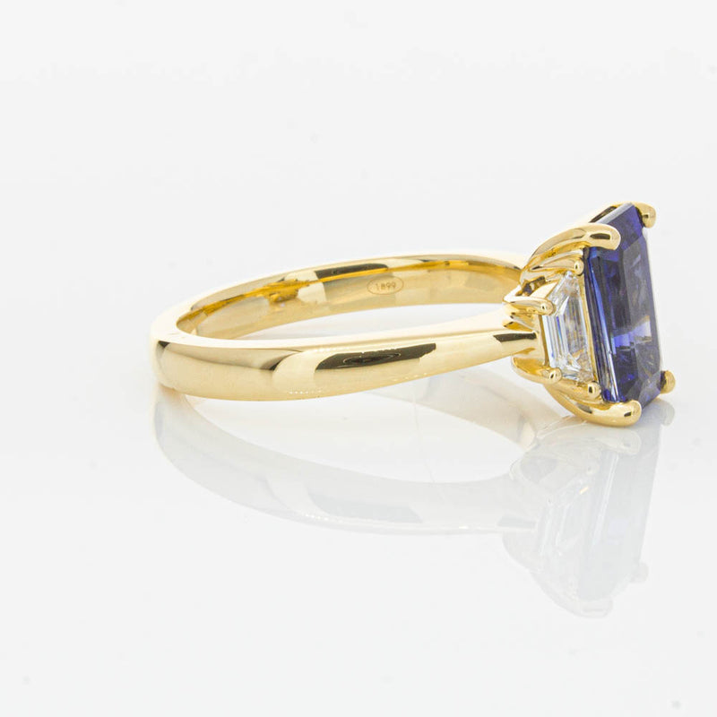 18ct Yellow Gold Sapphire & Diamond Three Stone Ring-Ring-Walker & Hall