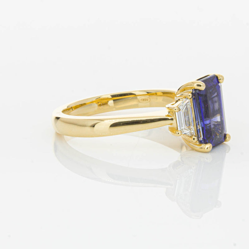 18ct Yellow Gold Sapphire & Diamond Three Stone Ring-Ring-Walker & Hall