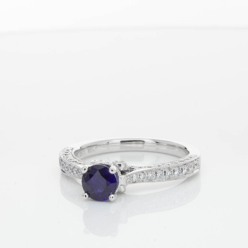 18ct White Gold Sapphire & Diamond Ring-Ring-Walker & Hall