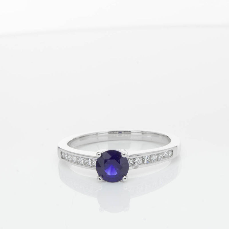 18ct White Gold Sapphire & Diamond Riviera Ring-Ring-Walker & Hall