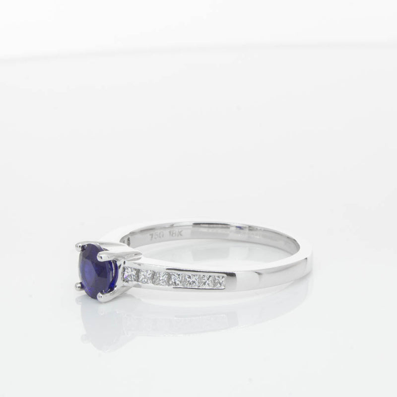 18ct White Gold Sapphire & Diamond Riviera Ring-Ring-Walker & Hall