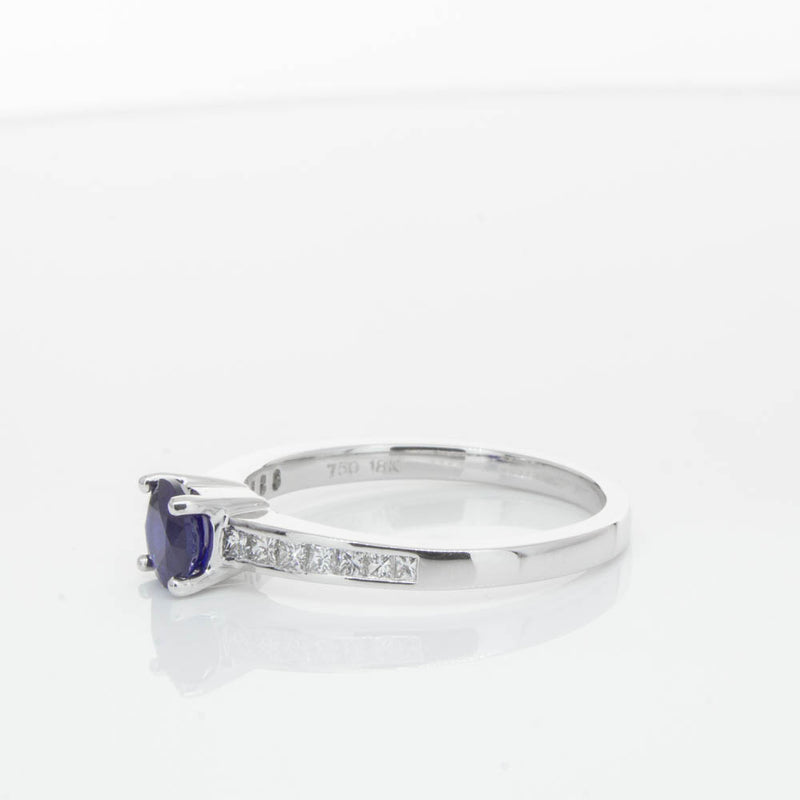 18ct White Gold Sapphire & Diamond Riviera Ring-Ring-Walker & Hall