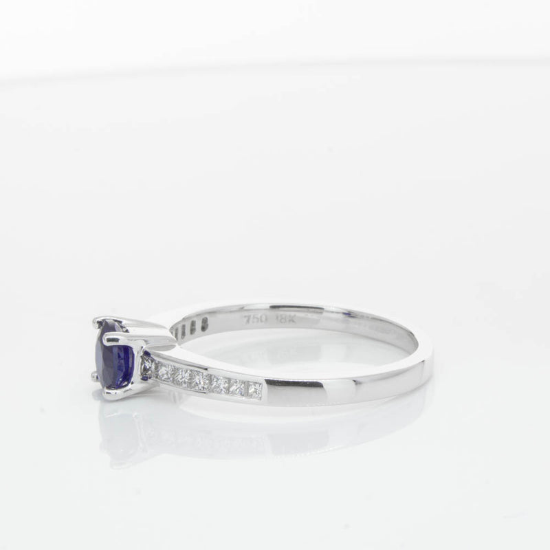 18ct White Gold Sapphire & Diamond Riviera Ring-Ring-Walker & Hall