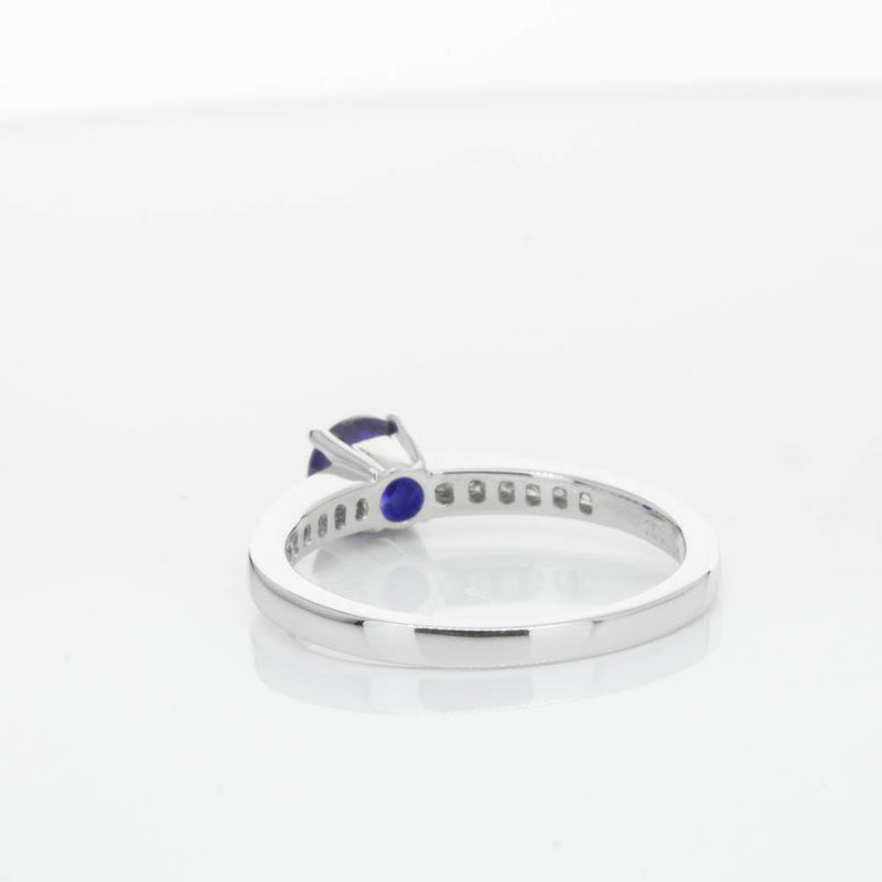 18ct White Gold Sapphire & Diamond Riviera Ring-Ring-Walker & Hall