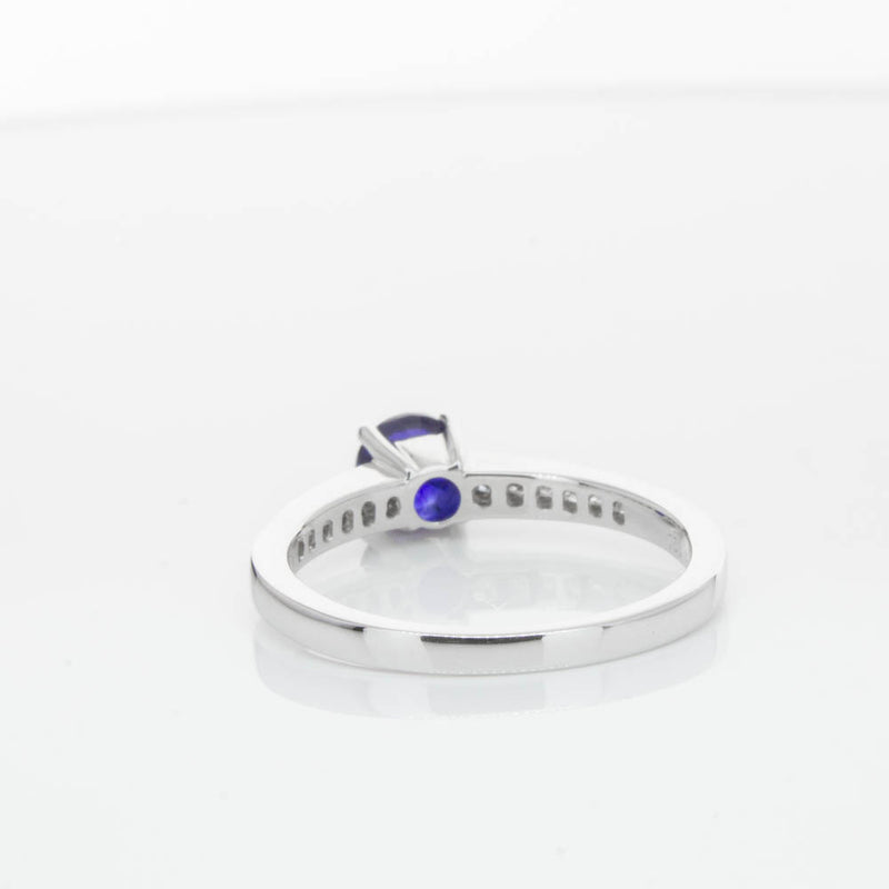 18ct White Gold Sapphire & Diamond Riviera Ring-Ring-Walker & Hall