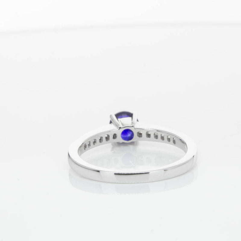 18ct White Gold Sapphire & Diamond Riviera Ring-Ring-Walker & Hall