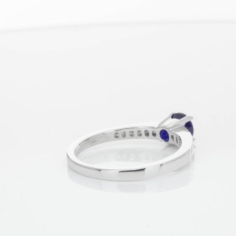 18ct White Gold Sapphire & Diamond Riviera Ring-Ring-Walker & Hall