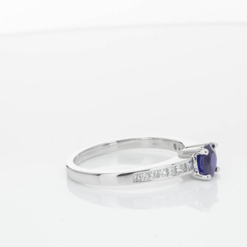 18ct White Gold Sapphire & Diamond Riviera Ring-Ring-Walker & Hall
