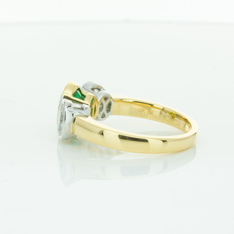 18ct Yellow Gold Emerald & Diamond Ring-Ring-Walker & Hall