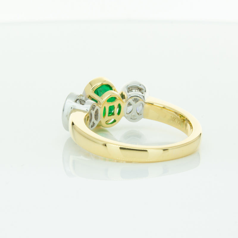 18ct Yellow Gold Emerald & Diamond Ring-Ring-Walker & Hall
