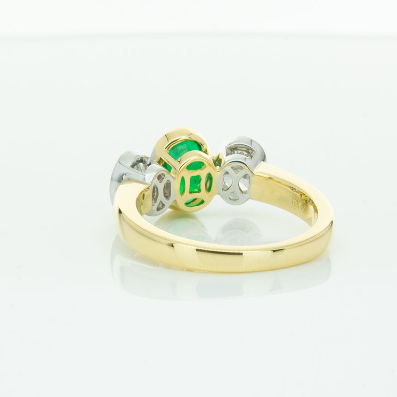 18ct Yellow Gold Emerald & Diamond Ring-Ring-Walker & Hall