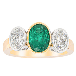 18ct Yellow Gold 1.46ct Emerald & Diamond Ring - Ring - Walker & Hall