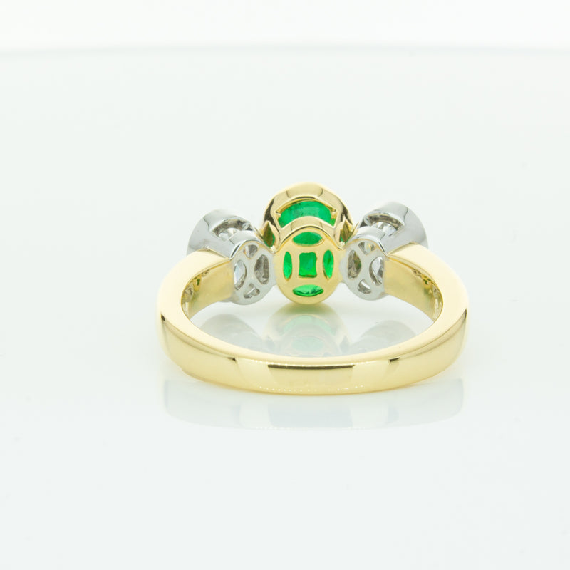 18ct Yellow Gold Emerald & Diamond Ring-Ring-Walker & Hall
