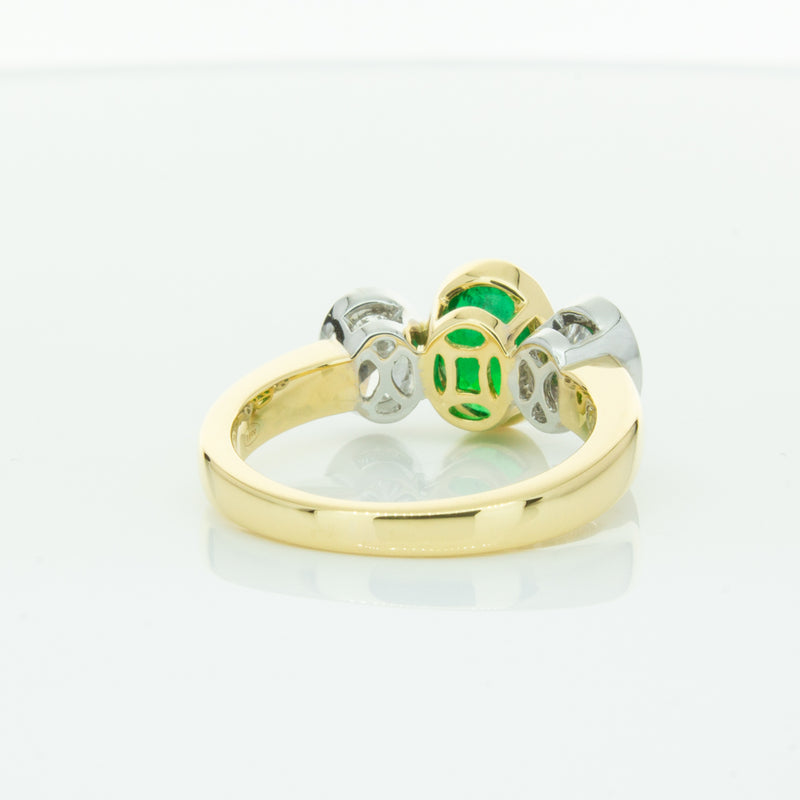 18ct Yellow Gold Emerald & Diamond Ring-Ring-Walker & Hall