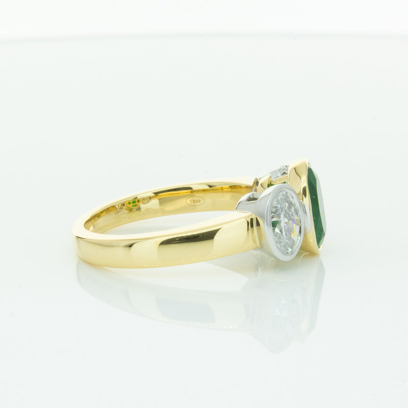 18ct Yellow Gold Emerald & Diamond Ring-Ring-Walker & Hall
