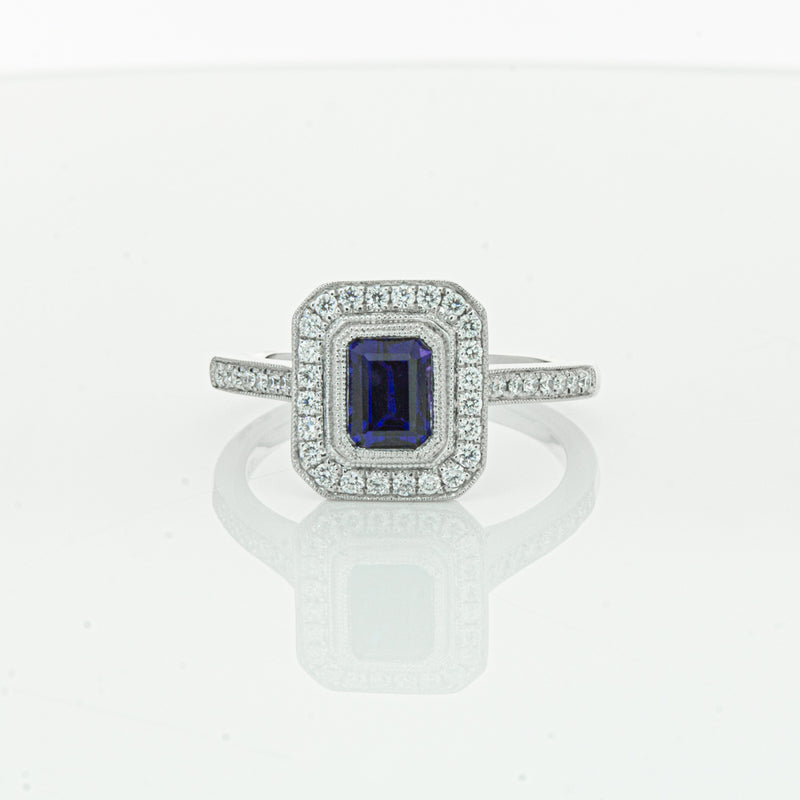 18ct White Gold Sapphire & Diamond Ring-Ring-Walker & Hall
