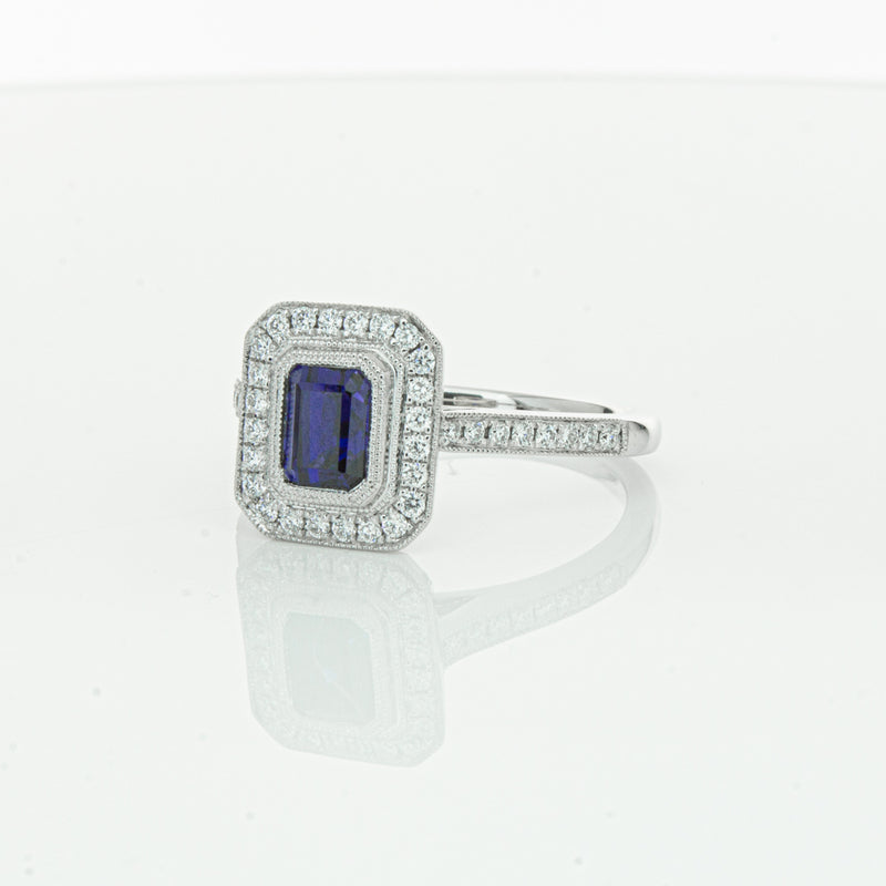 18ct White Gold Sapphire & Diamond Ring-Ring-Walker & Hall