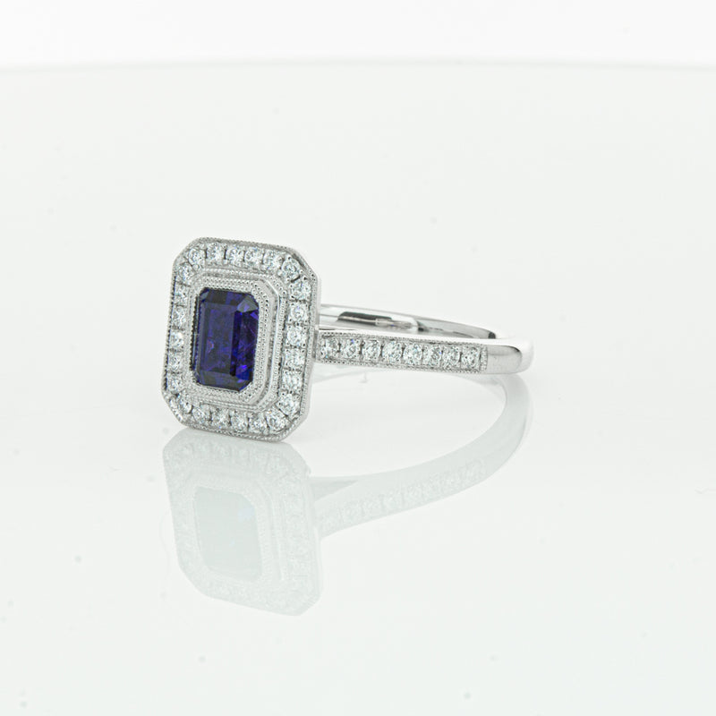 18ct White Gold Sapphire & Diamond Ring-Ring-Walker & Hall