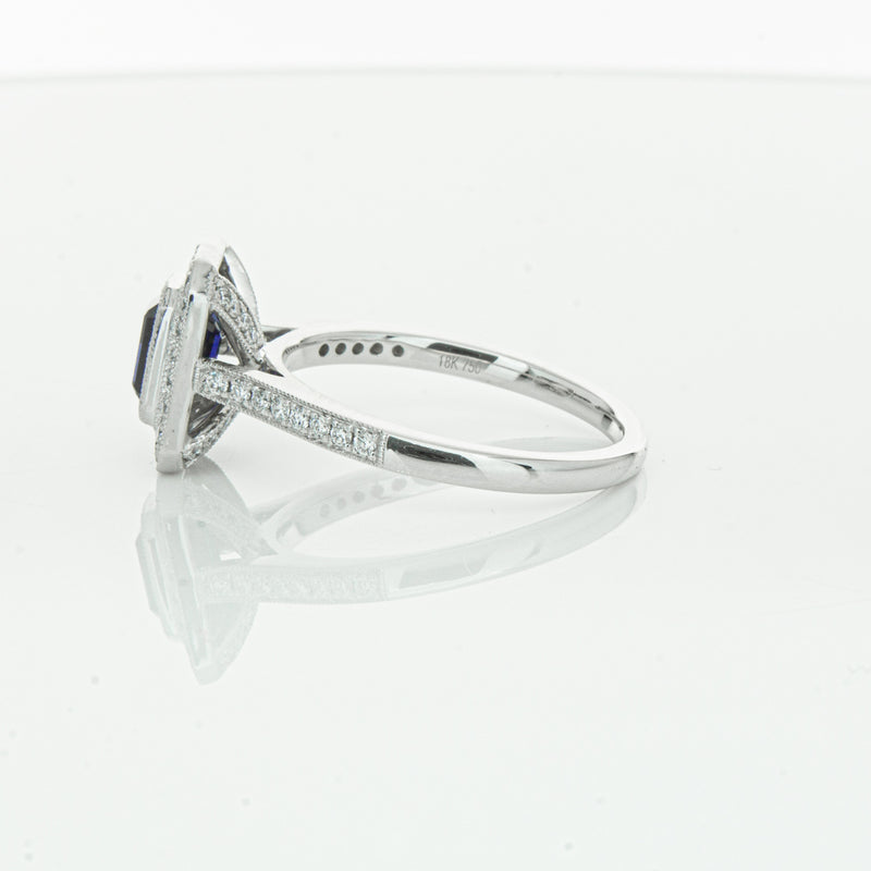 18ct White Gold Sapphire & Diamond Ring-Ring-Walker & Hall