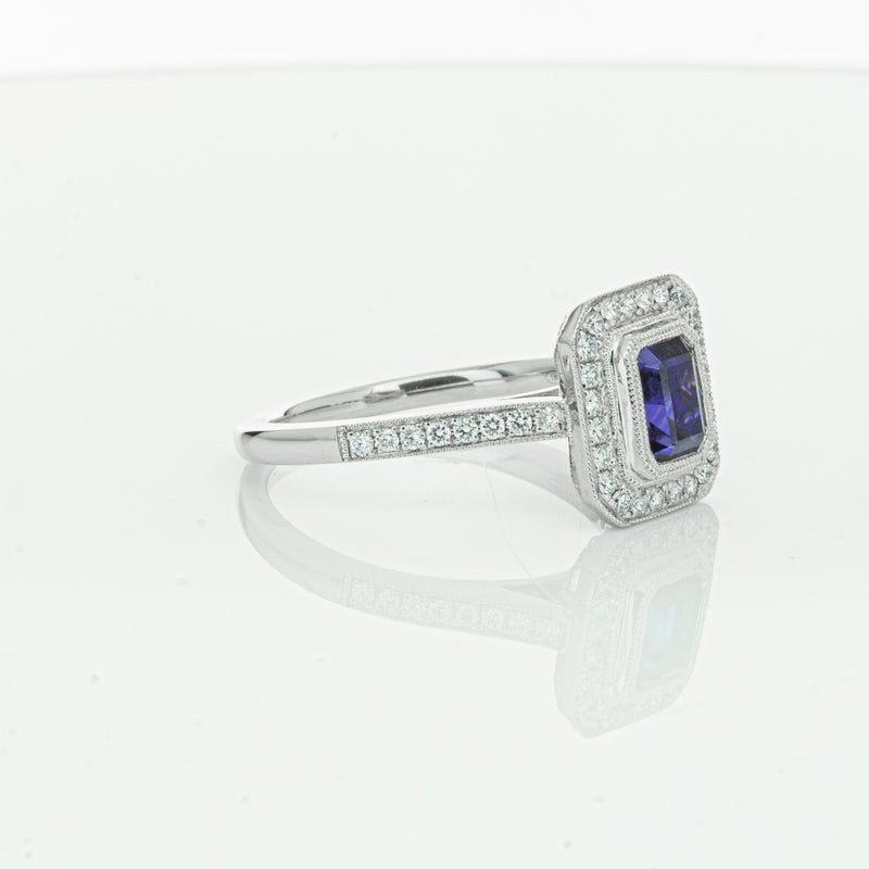 18ct White Gold Sapphire & Diamond Ring-Ring-Walker & Hall