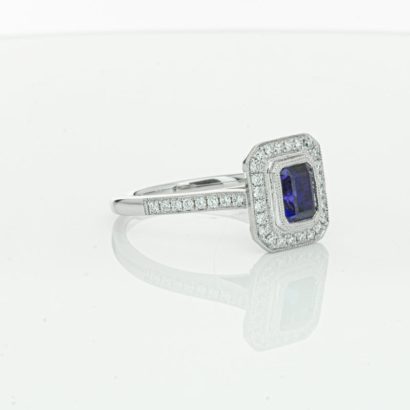 18ct White Gold Sapphire & Diamond Ring-Ring-Walker & Hall