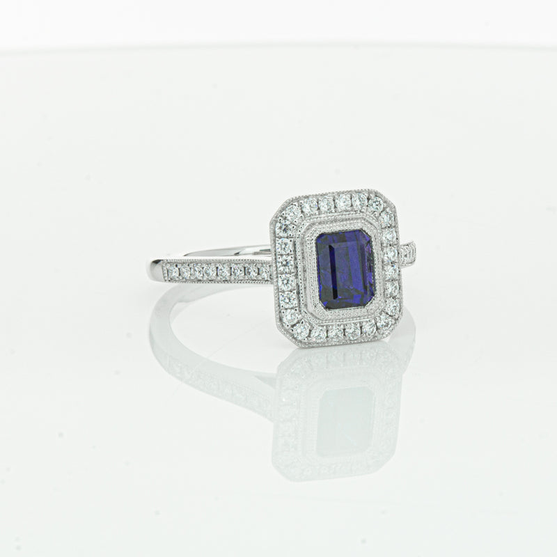 18ct White Gold Sapphire & Diamond Ring-Ring-Walker & Hall