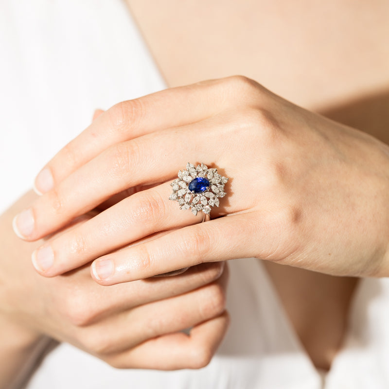 Deja Vu Platinum 2.11ct Sapphire & Diamond Ring-Ring-Walker & Hall