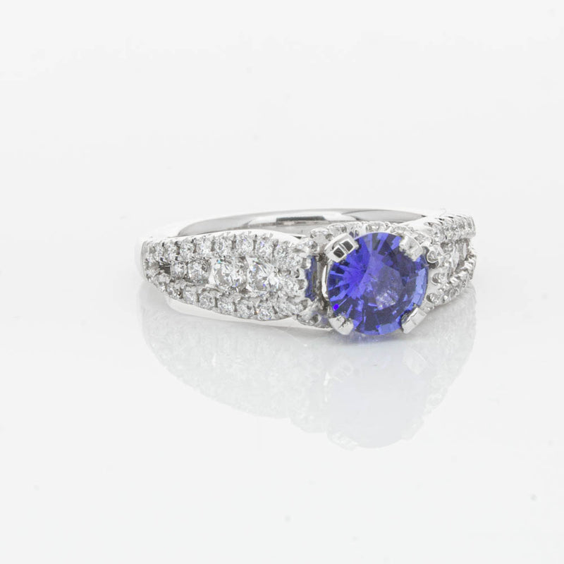 18ct White Gold 1.00ct Sapphire & Diamond Ring-Ring-Walker & Hall