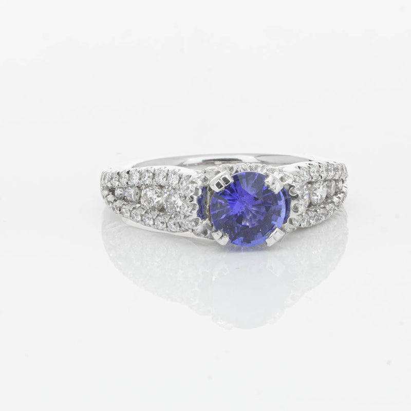 18ct White Gold 1.00ct Sapphire & Diamond Ring-Ring-Walker & Hall