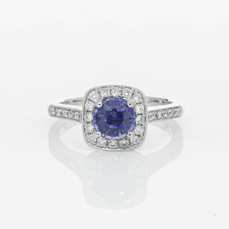 18ct White Gold .92ct Sapphire & Diamond Aurora Ring-Ring-Walker & Hall