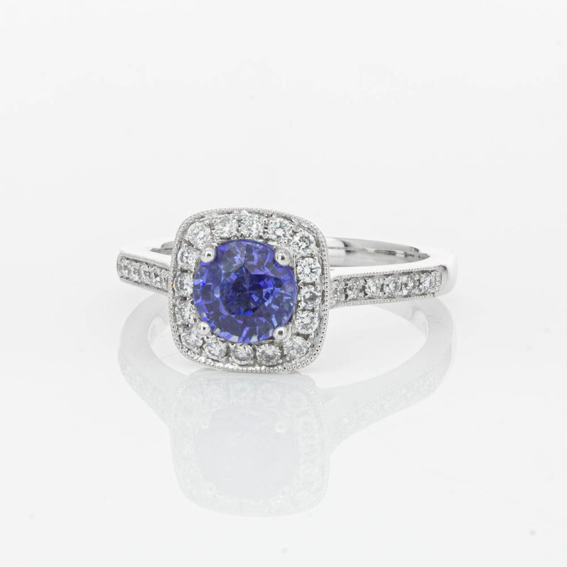 18ct White Gold .92ct Sapphire & Diamond Aurora Ring-Ring-Walker & Hall