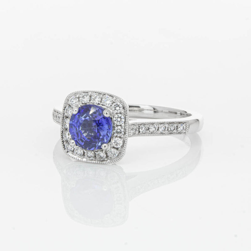 18ct White Gold .92ct Sapphire & Diamond Aurora Ring-Ring-Walker & Hall