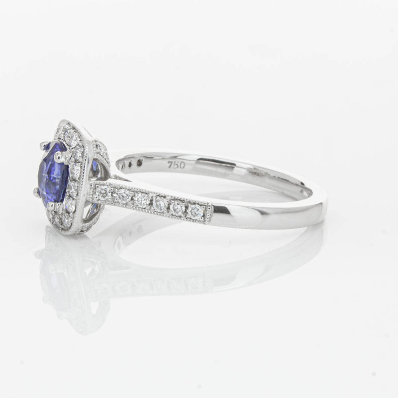 18ct White Gold .92ct Sapphire & Diamond Aurora Ring-Ring-Walker & Hall