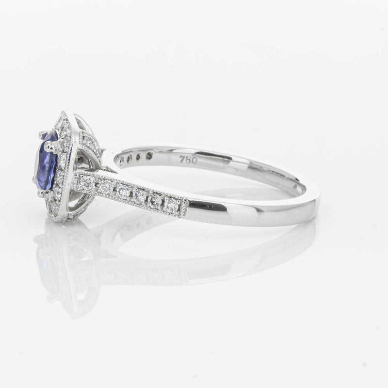 18ct White Gold .92ct Sapphire & Diamond Aurora Ring-Ring-Walker & Hall