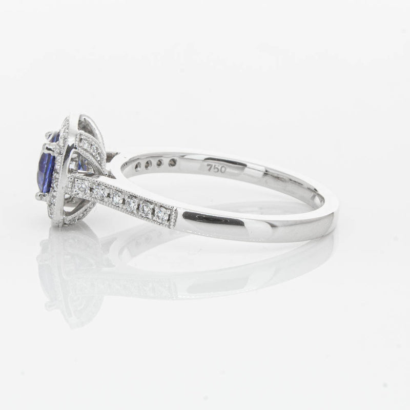 18ct White Gold .92ct Sapphire & Diamond Aurora Ring-Ring-Walker & Hall