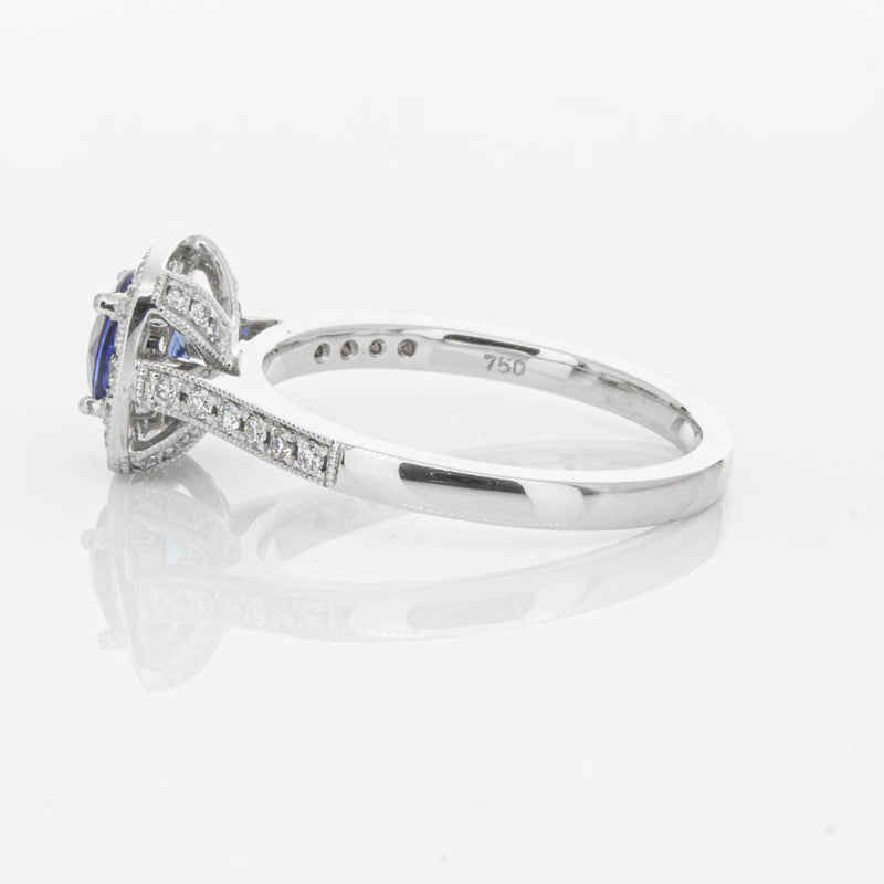 18ct White Gold .92ct Sapphire & Diamond Aurora Ring-Ring-Walker & Hall