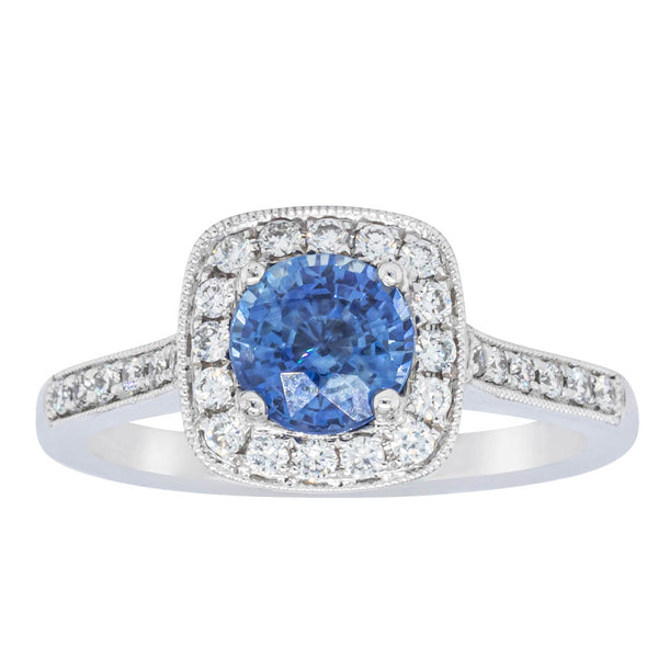 18ct White Gold .92ct Sapphire & Diamond Aurora Ring - Ring - Walker & Hall