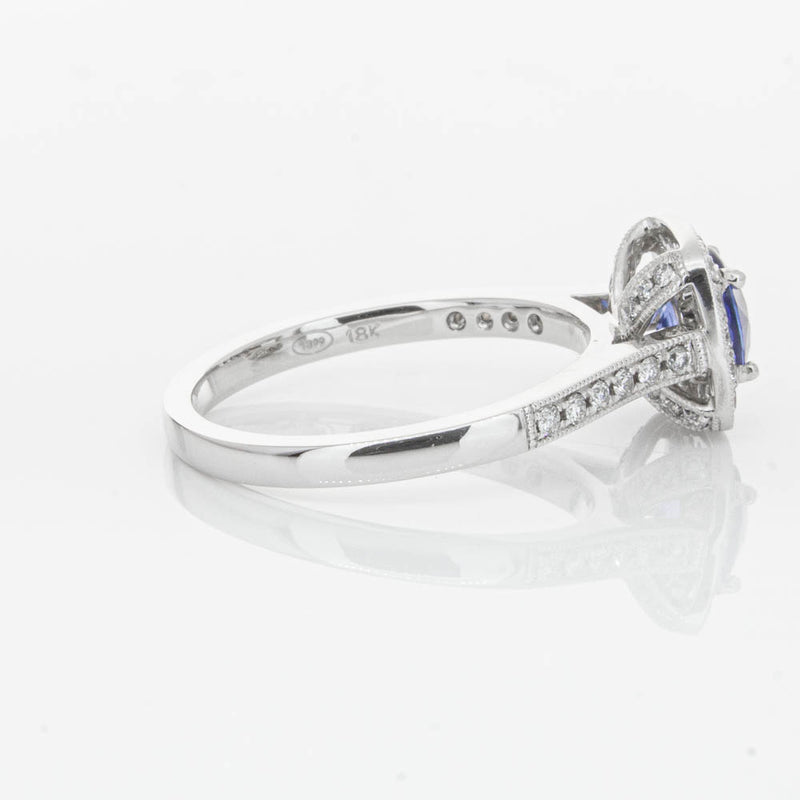 18ct White Gold .92ct Sapphire & Diamond Aurora Ring-Ring-Walker & Hall