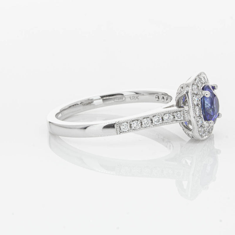 18ct White Gold .92ct Sapphire & Diamond Aurora Ring-Ring-Walker & Hall
