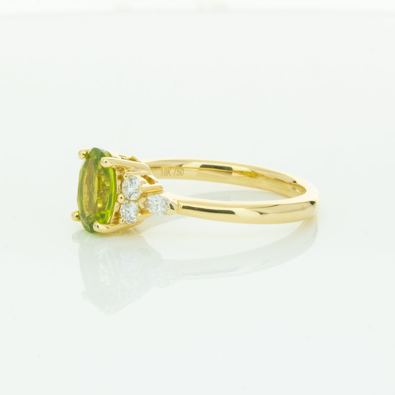 18ct Yellow Gold Peridot & Diamond Oriana Ring-Ring-Walker & Hall