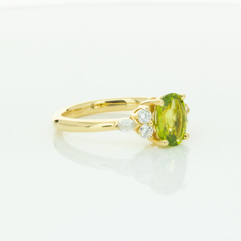 18ct Yellow Gold Peridot & Diamond Oriana Ring-Ring-Walker & Hall