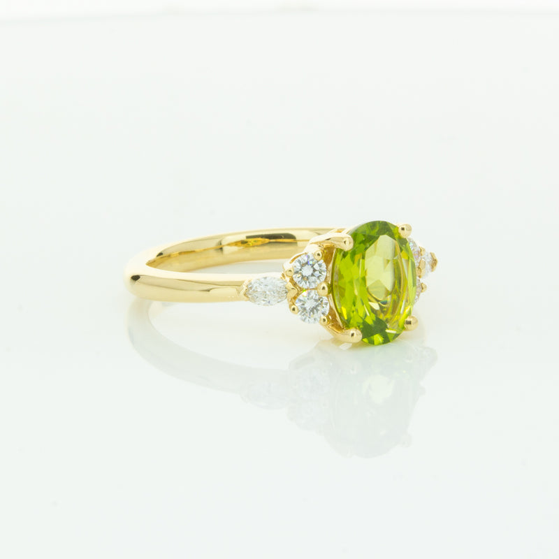 18ct Yellow Gold Peridot & Diamond Oriana Ring-Ring-Walker & Hall