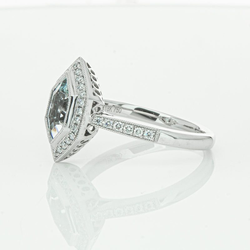 18ct White Gold Aquamarine & Diamond Ring-Ring-Walker & Hall